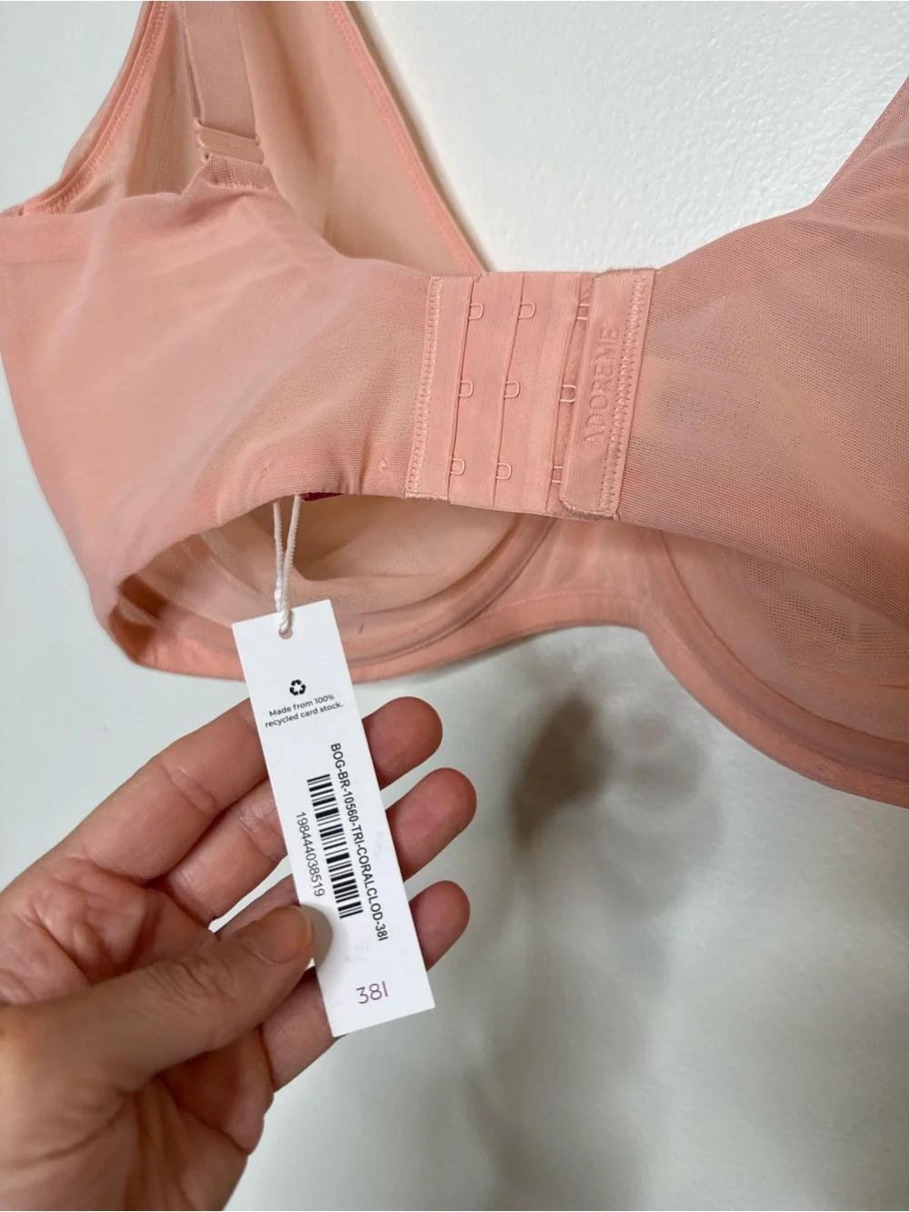 New Adore Me Mesh Unlined Balconette Bra in Coral Pink Cloud size 38 I